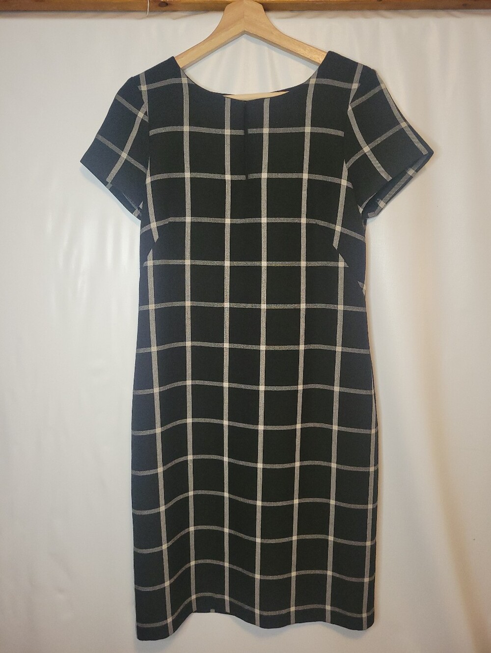 Contemporaine Black Windowpane Shift Dress